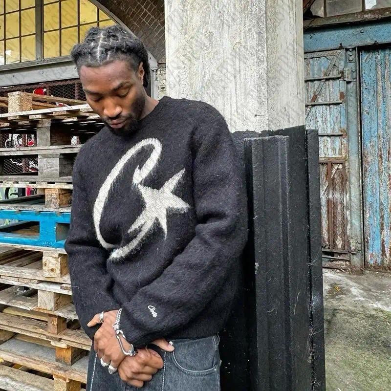 Men's Sweaters Y2K Graphic Men Knitted Sweater Hip Hop Vintage Punk Winter Pullover Streetwear Casual Aesthetics Harajuku High Street