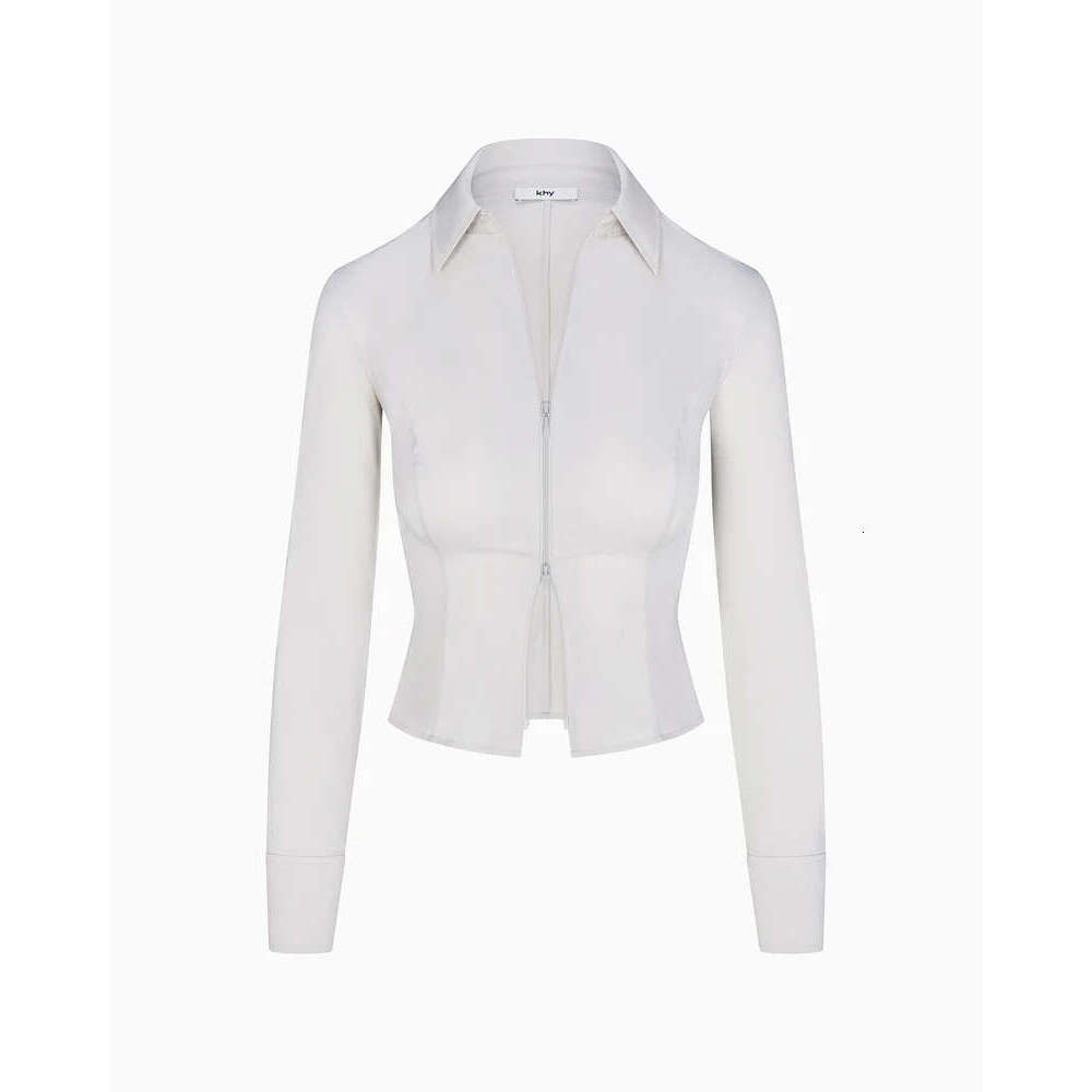 Kylie The Same Pop Two-Way Zipper Short Shirt Drop007 Standing Collar Slim-Fit Top