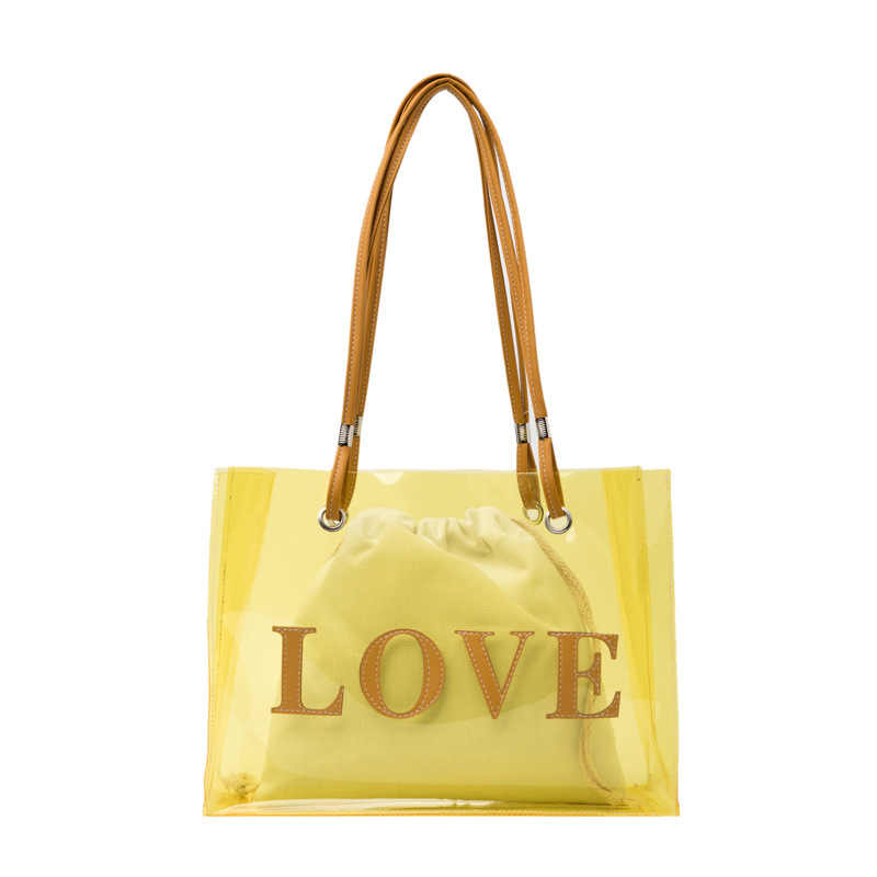 Shoulder Bags Transparent Jelly Bag Casual Totes Waterproof PVC Bag For Women 2024 Summer Beach Travel Handbag Large Capacity Clear Jelly