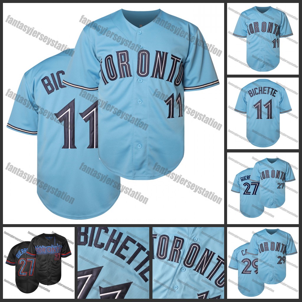 IN STOCK Mens #11 Bichette Blue Baseball Jersey, Classic Retro Letter Embroidery Design Breathable Short Sleeve T-Shirt For Training Competition