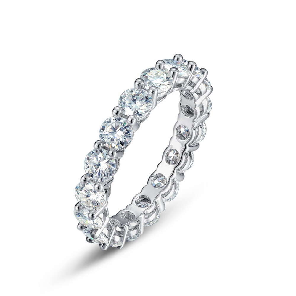 Kacy Gra Certified Moissanite Diamond Rin 925 Sterling Sliver Iced Out Hip Hop Men Tennis Eternity Band Cuban Link Fine Jewelry