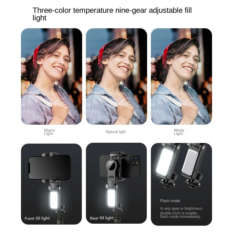 FANGTUOSI 2024 Gimbal Stabilizer Desktop Following Shooting Mode Selfie Stick Monopod With Bluetooth Shutter For Smartphone 240422