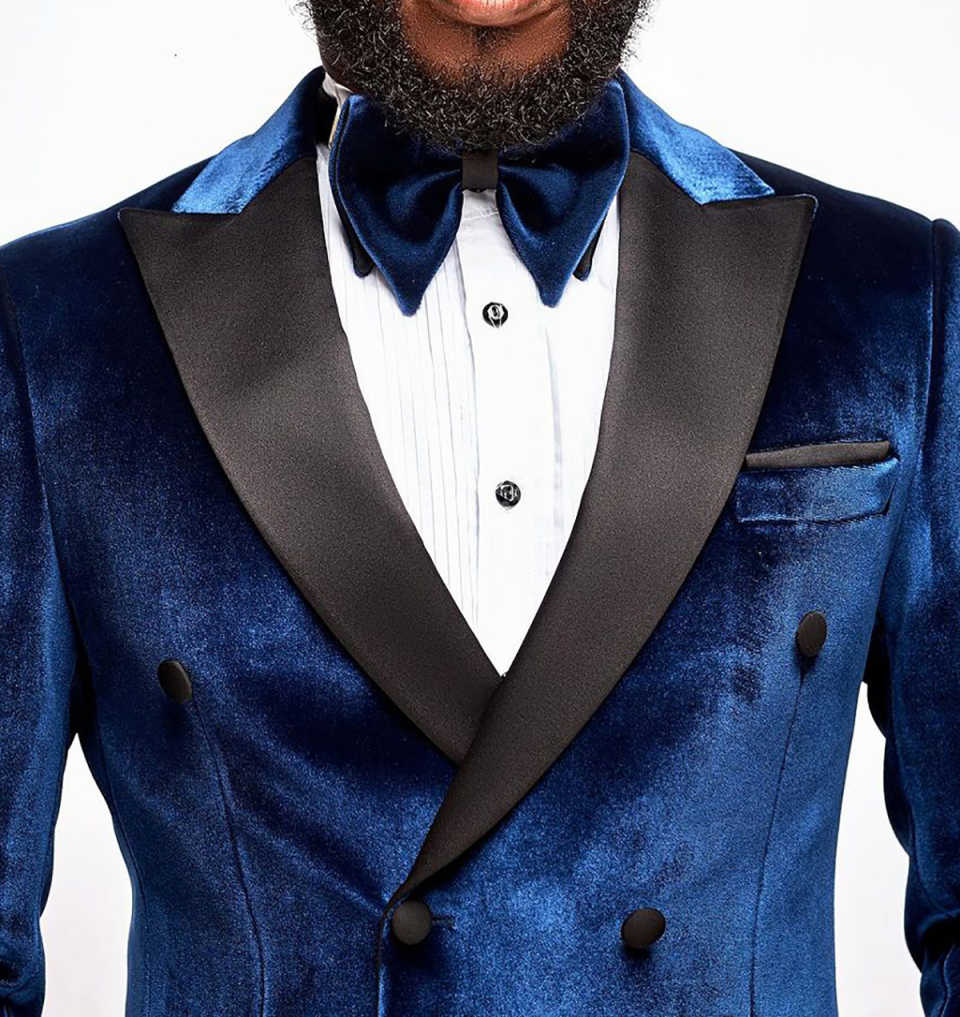 Simple Men Suits Velour Two Piece Sets Pants Jacket Peaked Lapel Wedding Tuxedos Double Breasted Business Formal Wedding Suit For Groom Custom Made