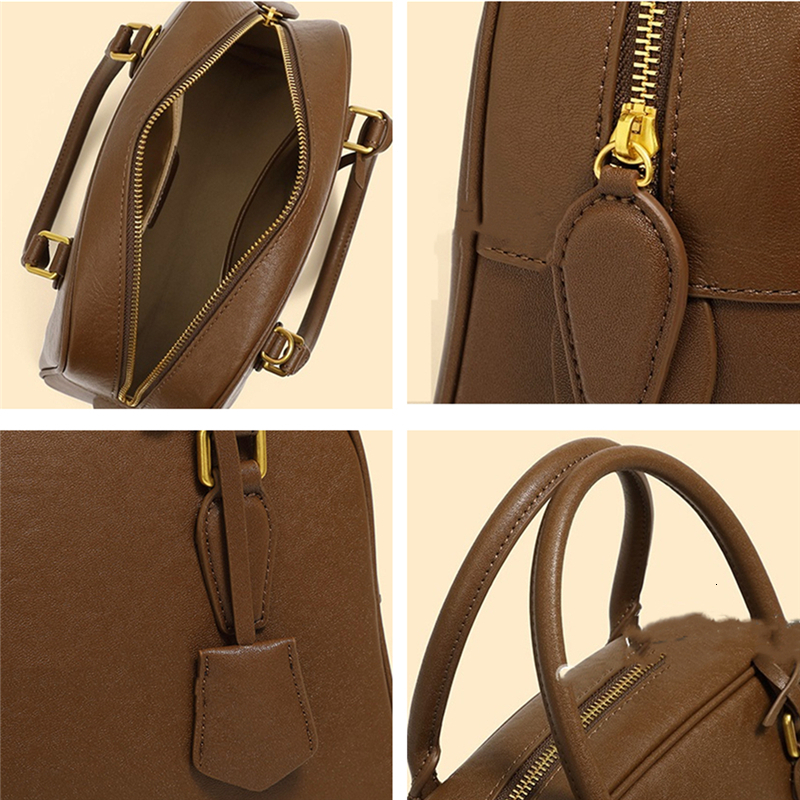 Toptrends Real Genuine Leather Bowg Tote Handbags For Women 2024 Designer Shell Purses Ladies Shoulder Crossbody Bags