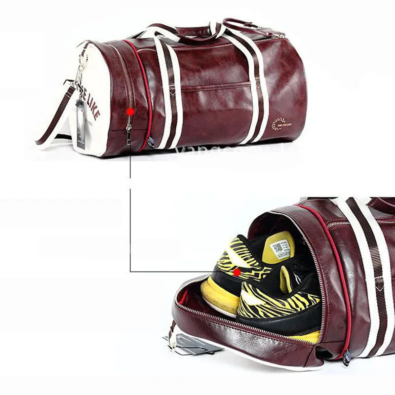 PU Sport Gym Bag Women Men Shoulder Bags Fitness Yoga Training Waterproof Travel Bag Handbag Daily Handbag Shoes Storage Pocket 240415