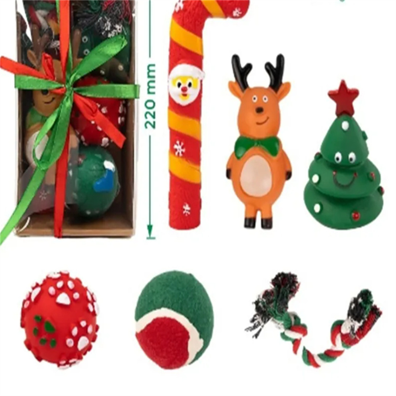 Christmas Dog Stocking Toys Set with Squeaky Toys Santa elk pet Toy
