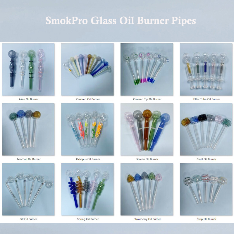 SmokPro 15 Types Staight Glass Oil Burner Smoking Pipe - Colored Thick Pyrex Concentrate Smoke Hand Tube Pipe With 3cm Head Bowl