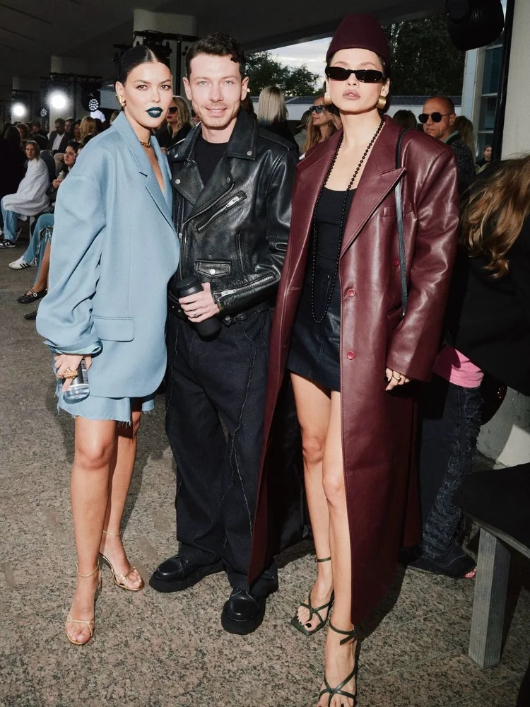 Elegant Burgundy One Button Leather Overcoats For Women Fashion Flip Pockets Loose Solid Jackets 2024 Lady Chic Street Outerwear 241129