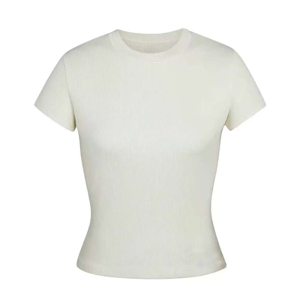 Kim Top T-Shirt Short Sleeve Stretch Slim Kylie With Thread Pure Cotton Round Neck Base