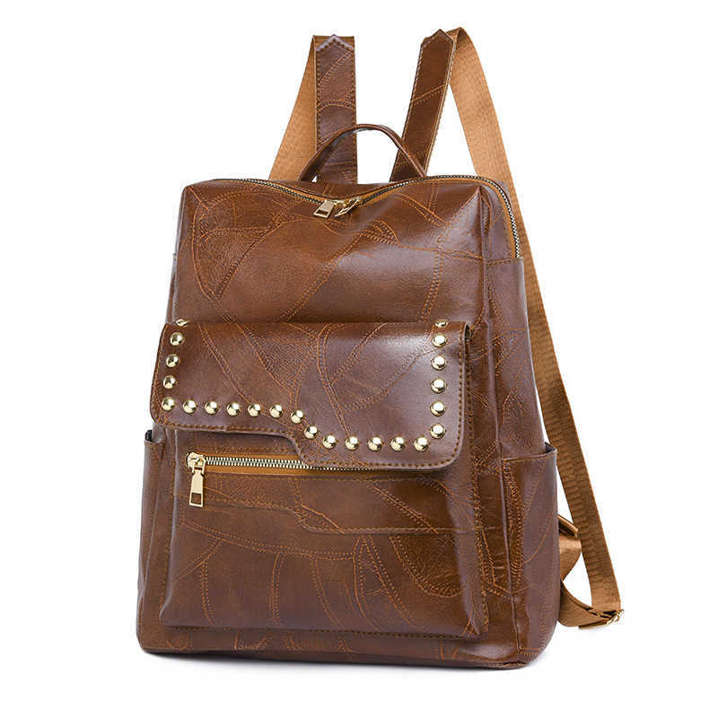 Women's backpack PU soft leather bag large capacity women's backpack casual backpack women's bag 241129