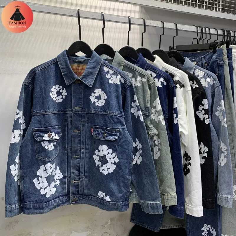 Men's Jackets Best Quality Multi Color Cowboy Jacket Fashion 24SS Mens Solid Color Casual Loose Collar Jacket Set J250221