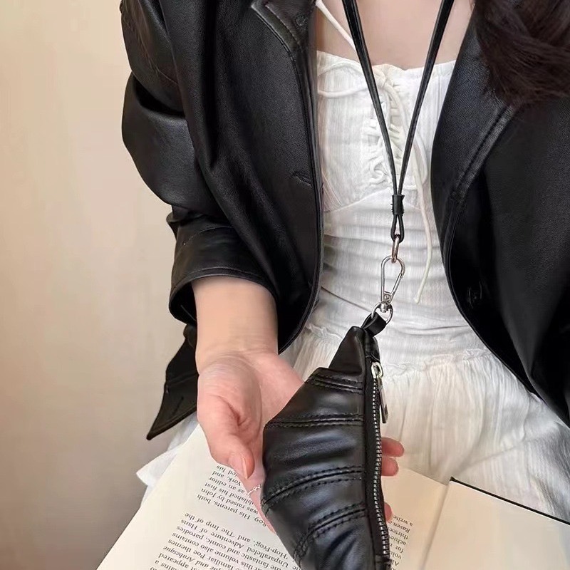 2024 new croissant niche design zero wallet key hanging neck accessories mini cute New glasses bag