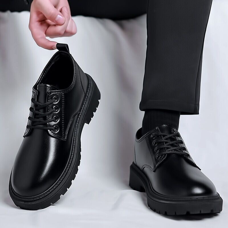 New Spring Work New Autumn/Winter/Summer Business Waterproof Black Leather Designer Men's Casual Shoes Multi functional Thick Board Shoes