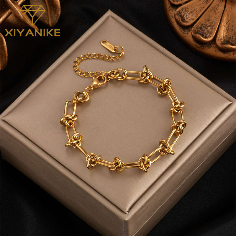 XIYA 316L Stainless Steel Woman Bracelet New Style Gold Color Rust Proof Bracelets Women Stylish Girls Jewelry Drop Shipping