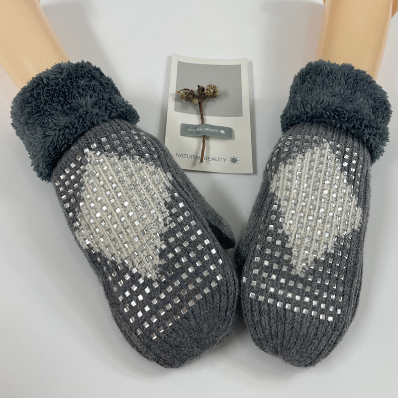 New autumn and winter gloves knitted hot drilled wool wrapped gloves warm thickened and plush knitted gloves
