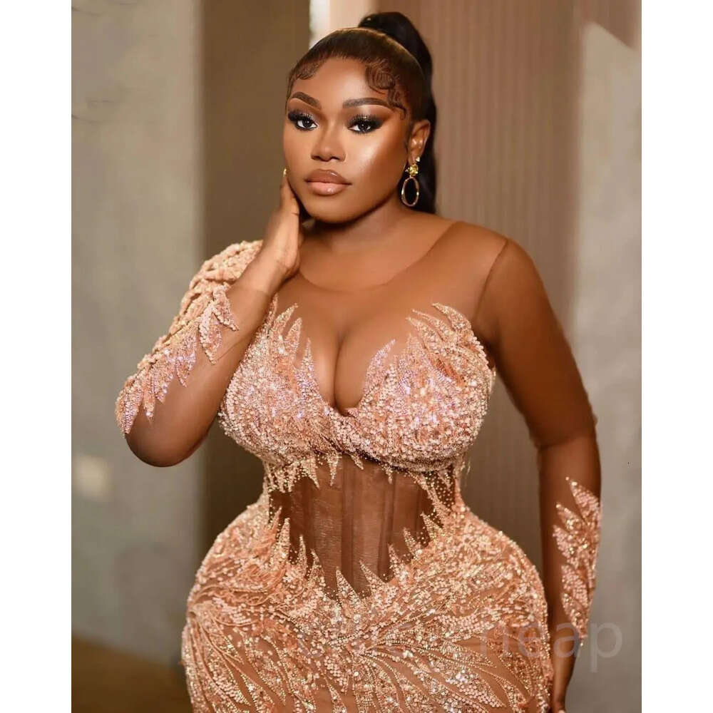 Mermaid Prom August Aso Gold Dress Sequined Lace Evening Formal Party Second Reception Birthday Engagement Gowns Dresses Robe De Soiree Zj Es 6660306