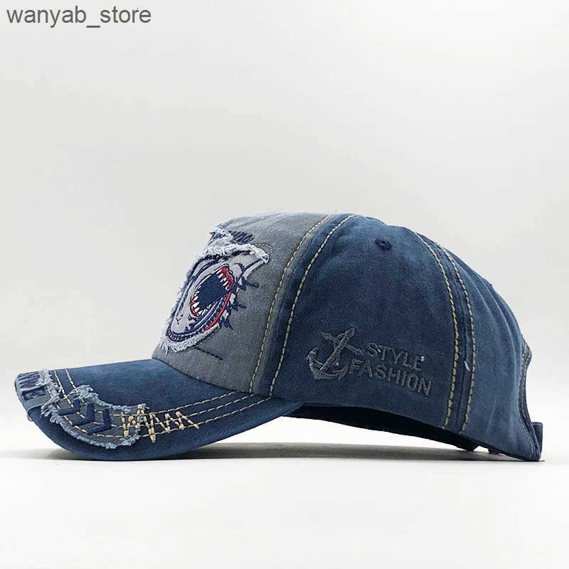 Ball Caps New cotton mens baseball cap womens snapshot cap shark embryo bone cap gorras casual mens baseball cap L240910