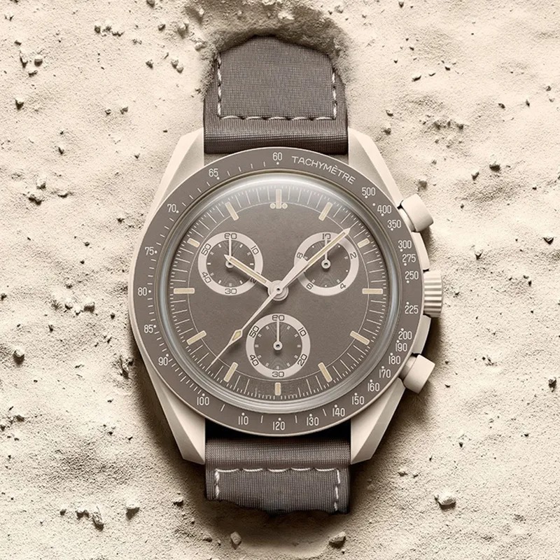 Bioceramic Planet Moon Mens Watches High Fonction Fondation Chronograph Watch Mission to Mercury 42mm Nylon Designer Watches Quartz Clock Relogie