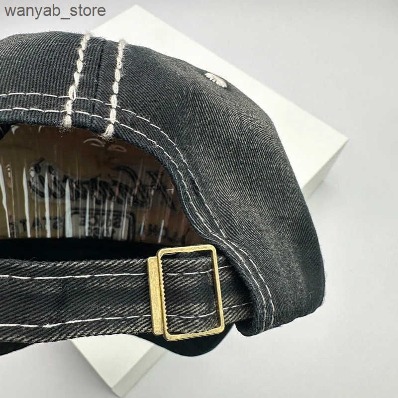 Ball Caps Korean retro washed mens and womens baseball cap cotton buckle cap embroidery new version fashionable letter casual Distress L240910