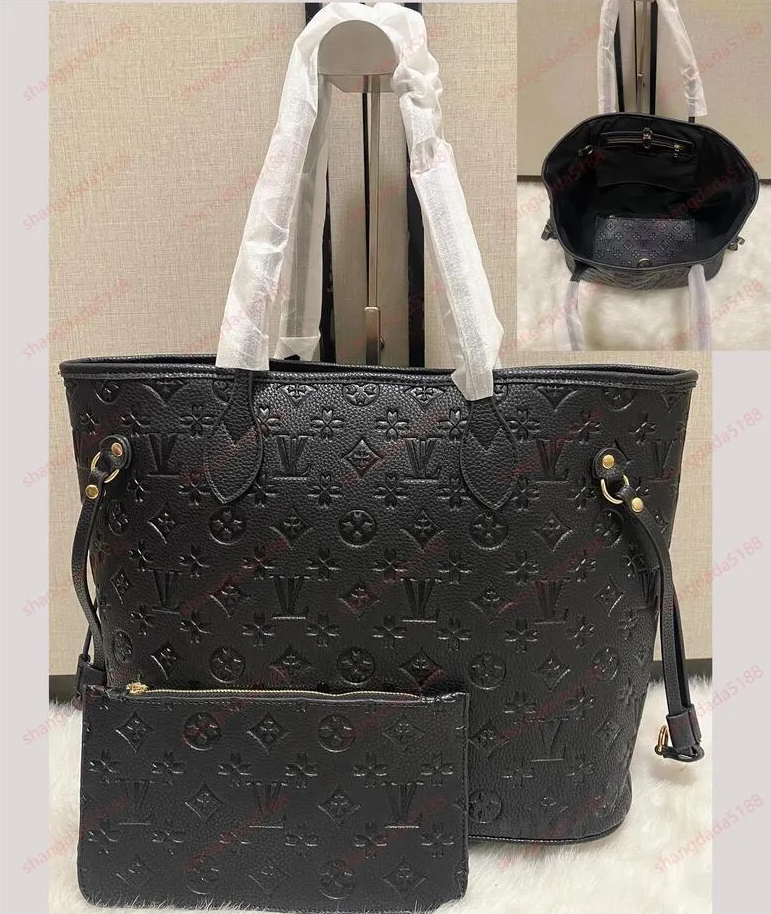 2024 designer bag 2pcs Set Naverfull Enbossed Flower Women Cross body Handbag Shoulder Bags Composite bag Lady Clutch Tote Bag shopping Female Coin Purse Wallet