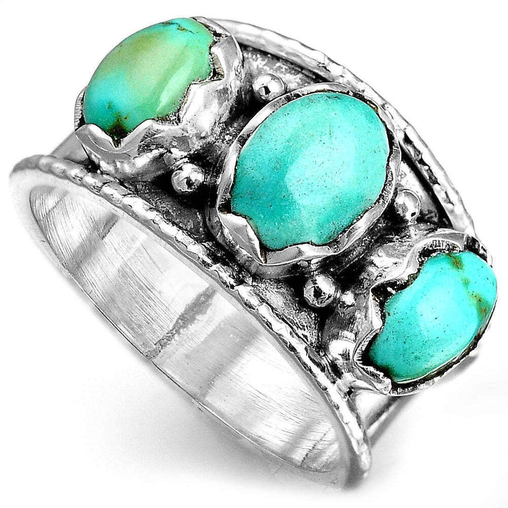 Hecheng New Turquoise Bohemian Style Jewelry Women's Ring