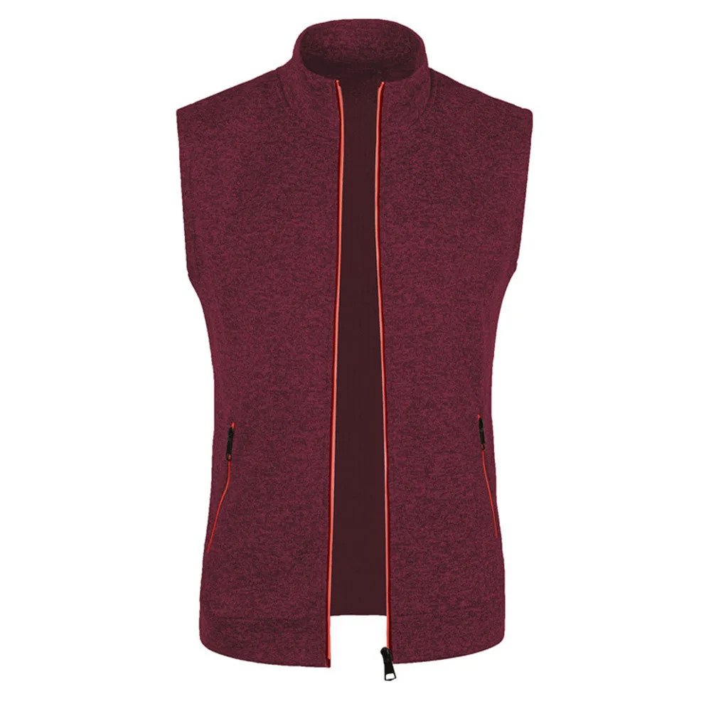 Autumn Winter Stand Collar Sleeveless Pocket Thin Knitted Slim Cardigan Waistcoats Men Vests BSDZW122 241129