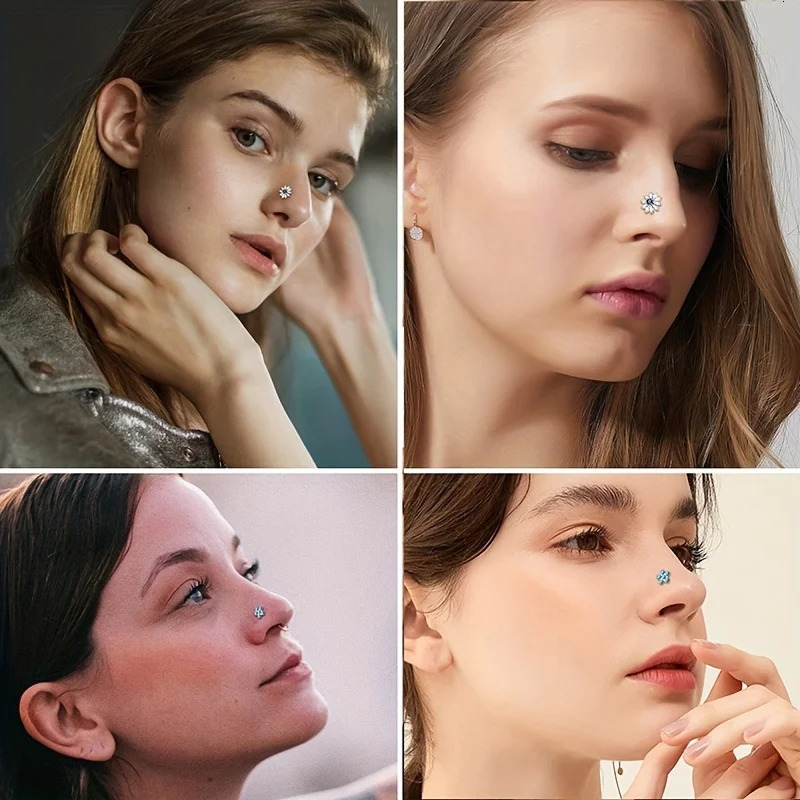 1Pc 20G Nose Rings Studs for Women Stainless Steel Hoop Screw L Shaped Stud Ring Piercing Jewelry 241125