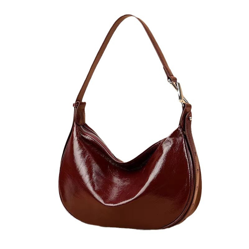 New Fashion Women's Soft Leather Shoulder Bags Handbags Women Wide Half Moon And Designer