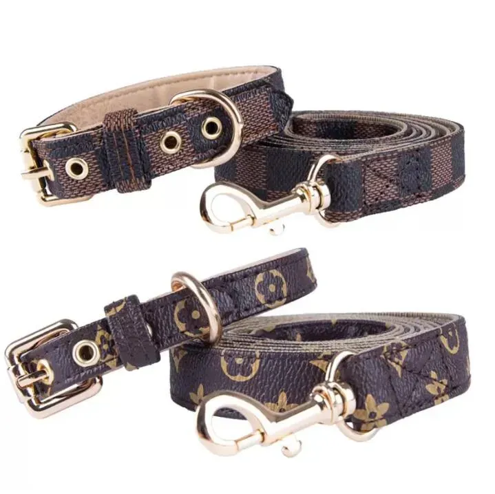 Dog Collar Classic Presbyopia Designer Letters Pattern Print Leashes PU Leather Fashion Casual Adjustable Dogs Cats Neck Strap Cute Pet Supplies B