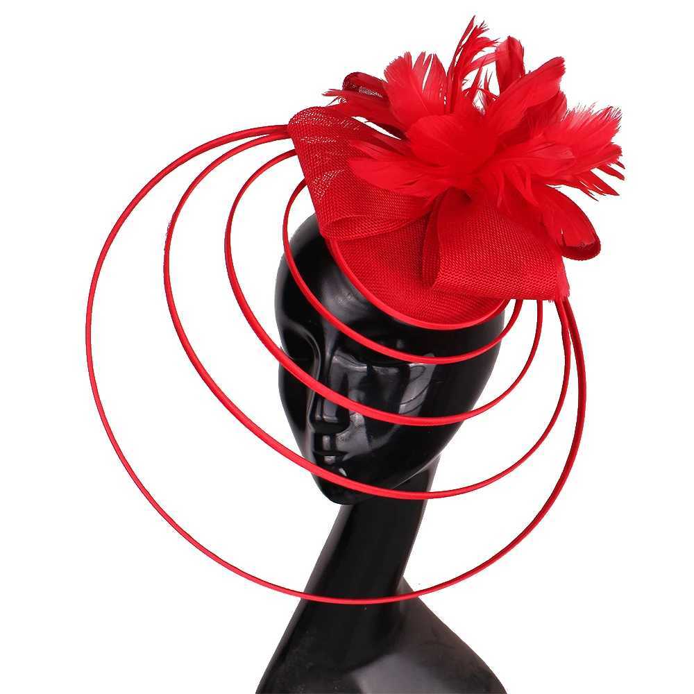 Wide Brim Hats Bucket Hats Elegant Ladies Wedding Fascinators Women Headwear Hair Clips With Fancy Feathers Party Tea Church Race Headdress Y240426