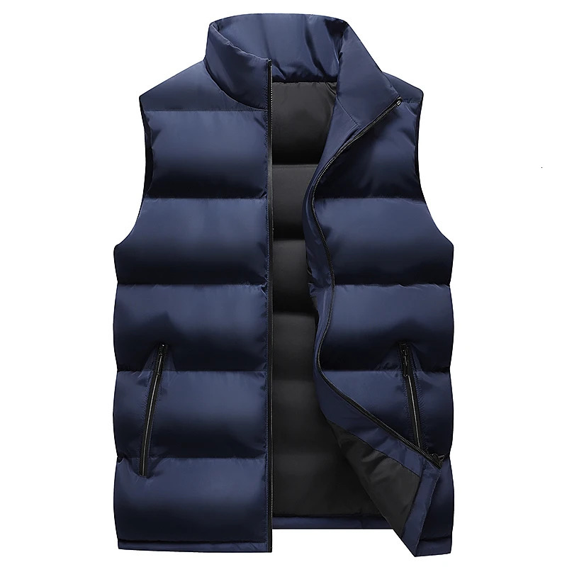 Mens Sweatwear Autum Warm Coats for Men Thickened Stand Collar Down Vest Oversized Winter Puffer Sleeveless Zipper Coat 241129