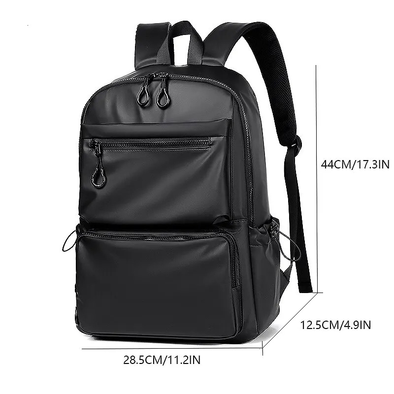 A 14 Inch Mens Backpack Large Capacity Travel Leisure Solid Color Pu Computer Fashion Men And Women Students Schoolbag y241126