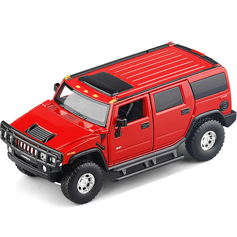 Childrens toy 1 32JK Hummer H2 off-road alloy car model steering suspension sound and light feedback model car toy X241129