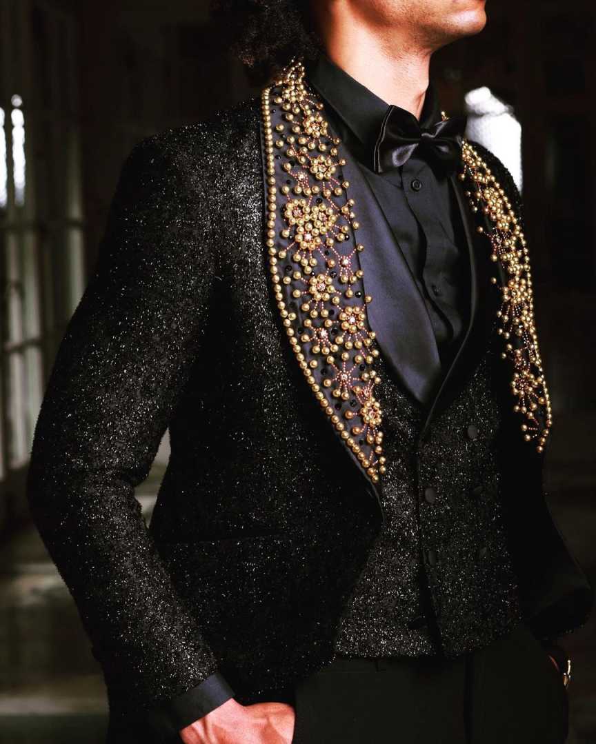 Vintage Men's Suit 3 Piece Set Pearls Tailored Blazers Shawl Lapel Beading Groom Jacket One Button Special Design Prom Custom Made (Coat+Vest+Pan