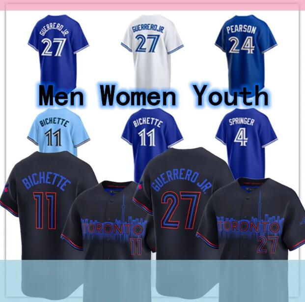 Torontos Custom Blue Jays Baseball Jersey 29 Joe Carter 27 Vladimir Guerrero Jr. 11 Bo Bichette 4 George Springer 30 Alejandro Kirk 34 Kevin Gausman 25 Daulton Varsho
