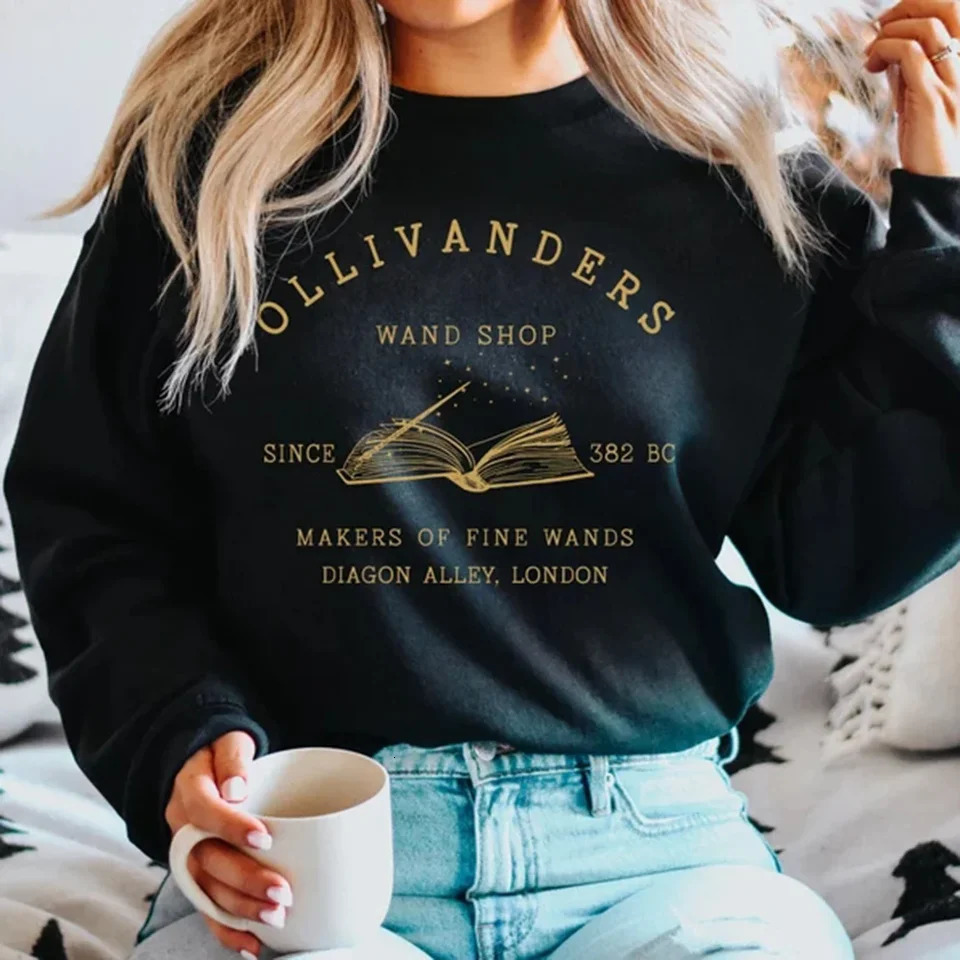 Wizard Book Shop Sweatshirt HP Sweater Magic Hoodie Long Sleeve Sweatshirts Nerd Pullover Fans Gift 241126
