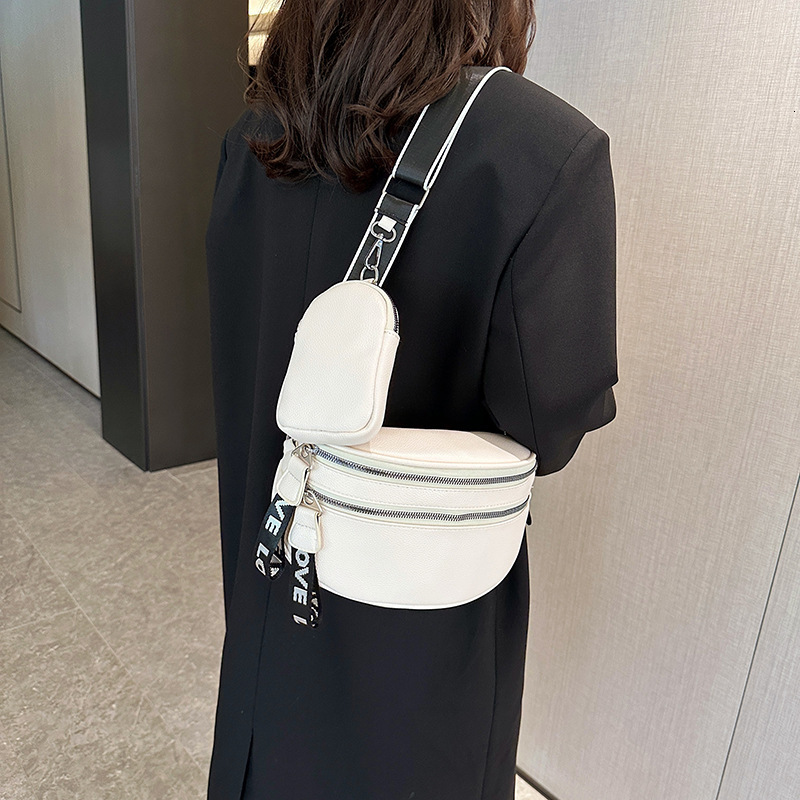 New Wide Shoulder Belt Waist Bag Trendy And Fashionable Single Shoulder Women's Bag Crossbody Handbag Chest Bag