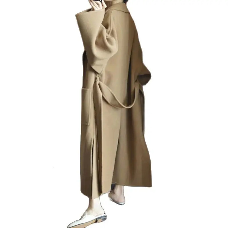 2024 Special Offer Side Slit 100 Pure Wool Womens Coat Long DoubleSided Woolen Loose Comfortable Clothing 241129