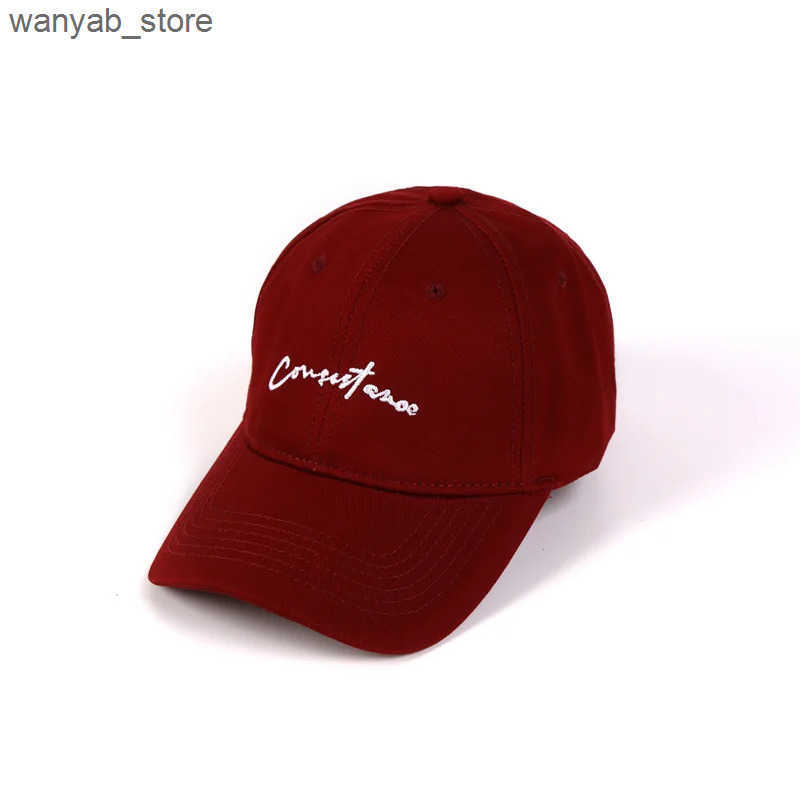 Ball Wine red printed baseball cap in the same color suitable for both men and women protection travel and leisure with cap L240910 L0910
