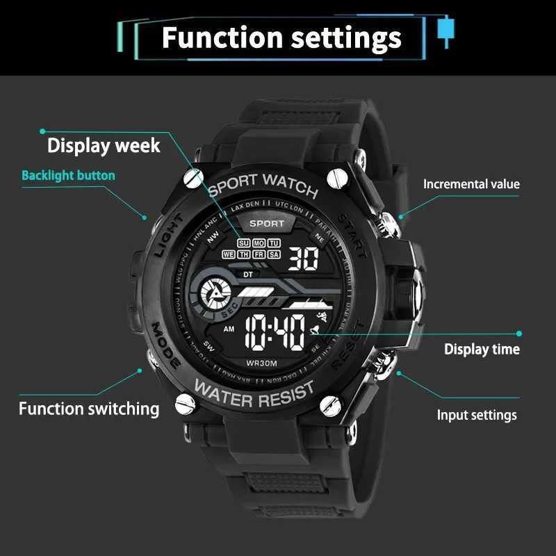 Mens waterproof sports Mtifunction Ectronic shock-absorbing wristband M241128