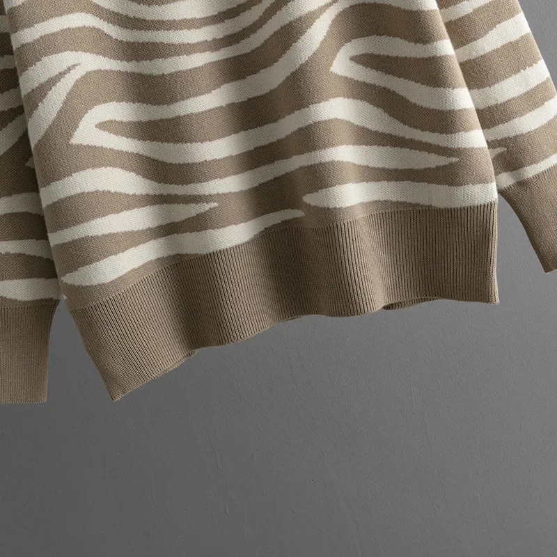 Women Oneck Leopard Long Sleeve Knitwears Pullover Sweater Tops Suit Korean Knit 2 Piece Sets High Waist Harem Pants Outfits 241129