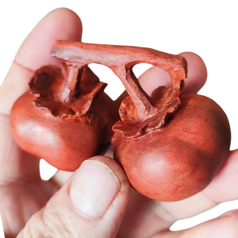 Handcrafted Pear Wood Handle Featuring Unique Persimmon Shape Design