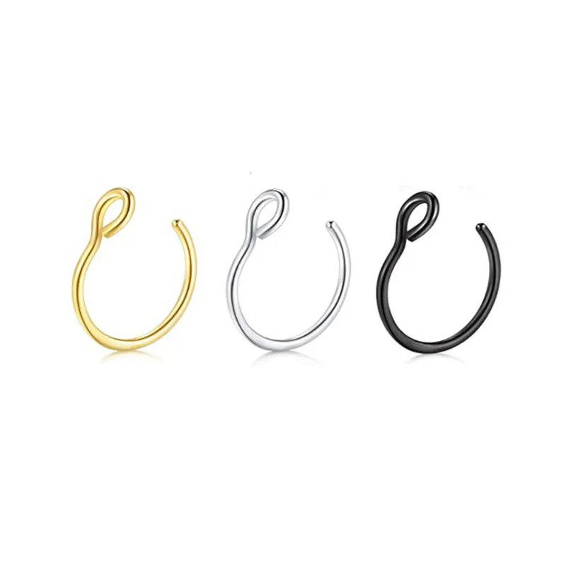 235Pcs 316L Stainless Steel Nose Ring for Women Men C Shape Clip On Lip Cartilage Tragus Helix Ear Piercing Jewelry 241125