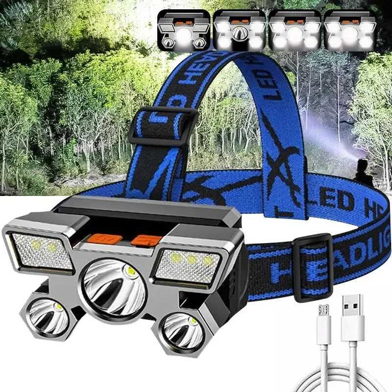 Flashlight on the Forehead Powerful Headlamp Led Rechargeable Mining Lamp High Power Led Flashlights Hiking For Fishing Portable Z241129
