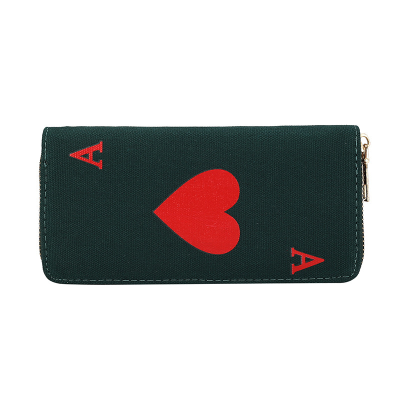 Printed large font mother daughter wallet, fresh fabric, niche long style handbag, love small peach heart, hot New selg for girls