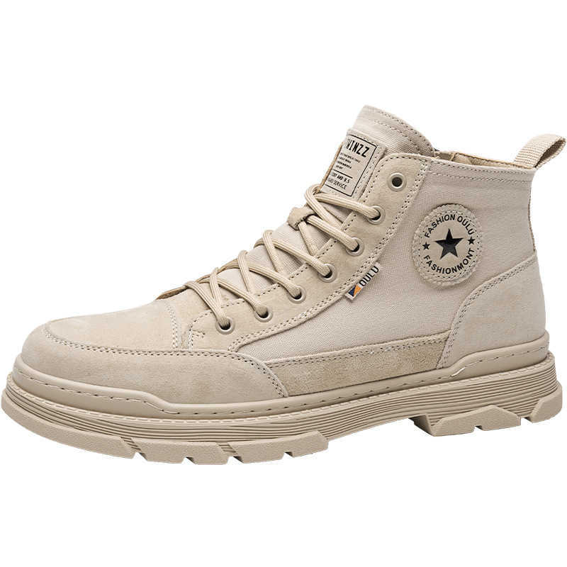 Autumn new canvas breathable sports board shoes versatile daily high top lace up mens casual shoes cold adhesive mens shoes M241129