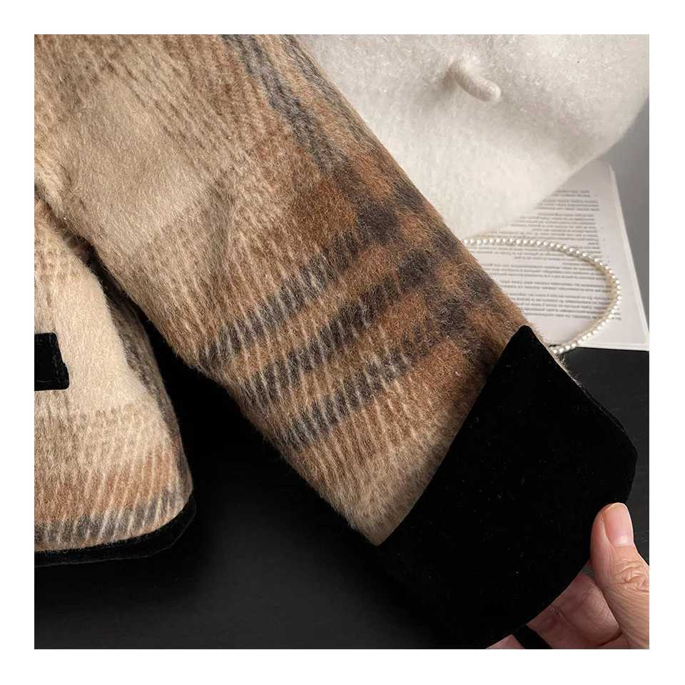 Clothing Sets Childrens clothing set plain weave bow jacket+tight fitting 2-piece set wool and cotton set childrens clothing Y241129M7N7