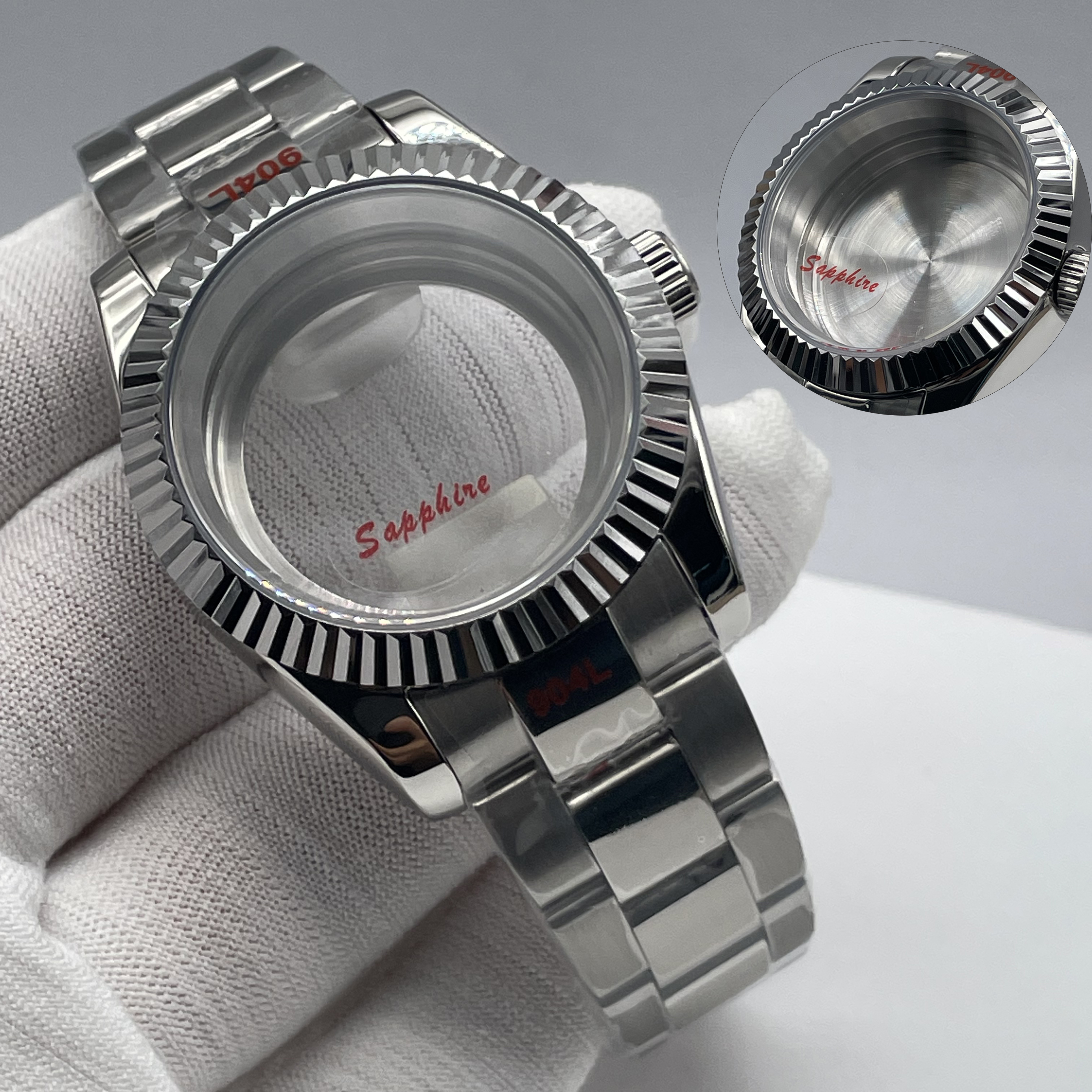 40mm no date window case with date window Men Watch case Fit 28.5mm-29.3mm dial Solid 316L stainless steel Sapphire Glass NH35 NH36 NH34 NH38 NH39 NH7