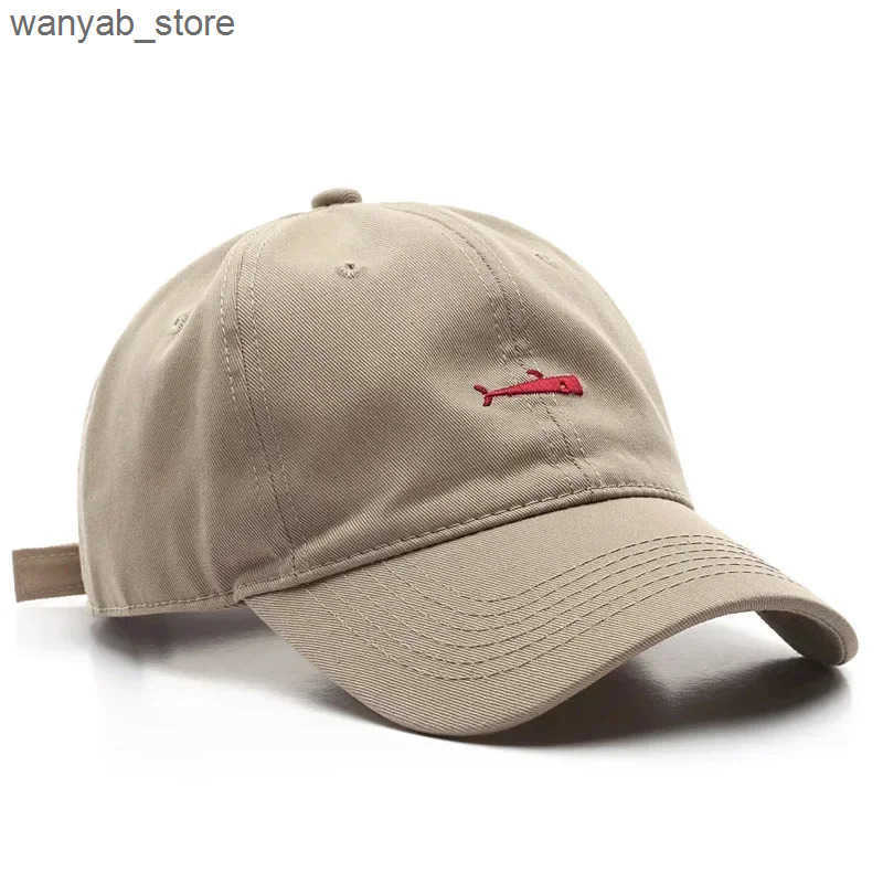 Ball Caps Mens Hip Hop Hat Fish Embroidery Japanese Style Harajuku Baseball Hat Button Dad Hat Womens Set Hat Beige White Khaki Grey L240910