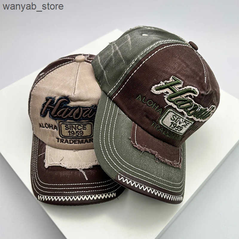 Ball Caps Korean retro washed mens and womens baseball cap cotton buckle cap embroidery new version fashionable letter casual Distress L240910